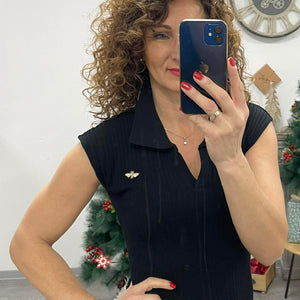 SWEET - Bordás kötött ruha. Fekete